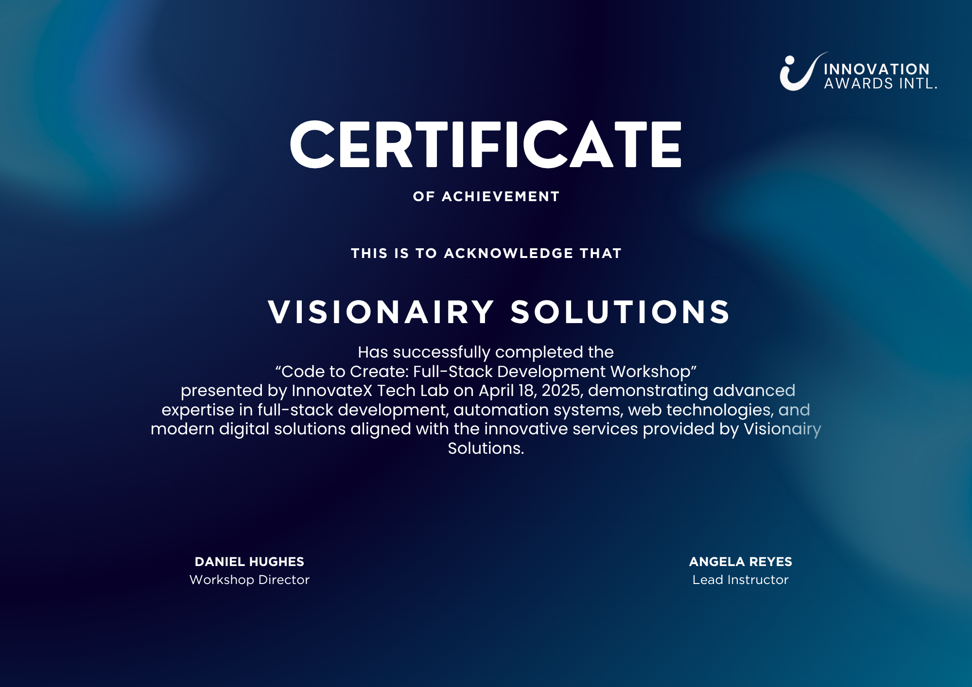 VisionAIry Solutions Certificate