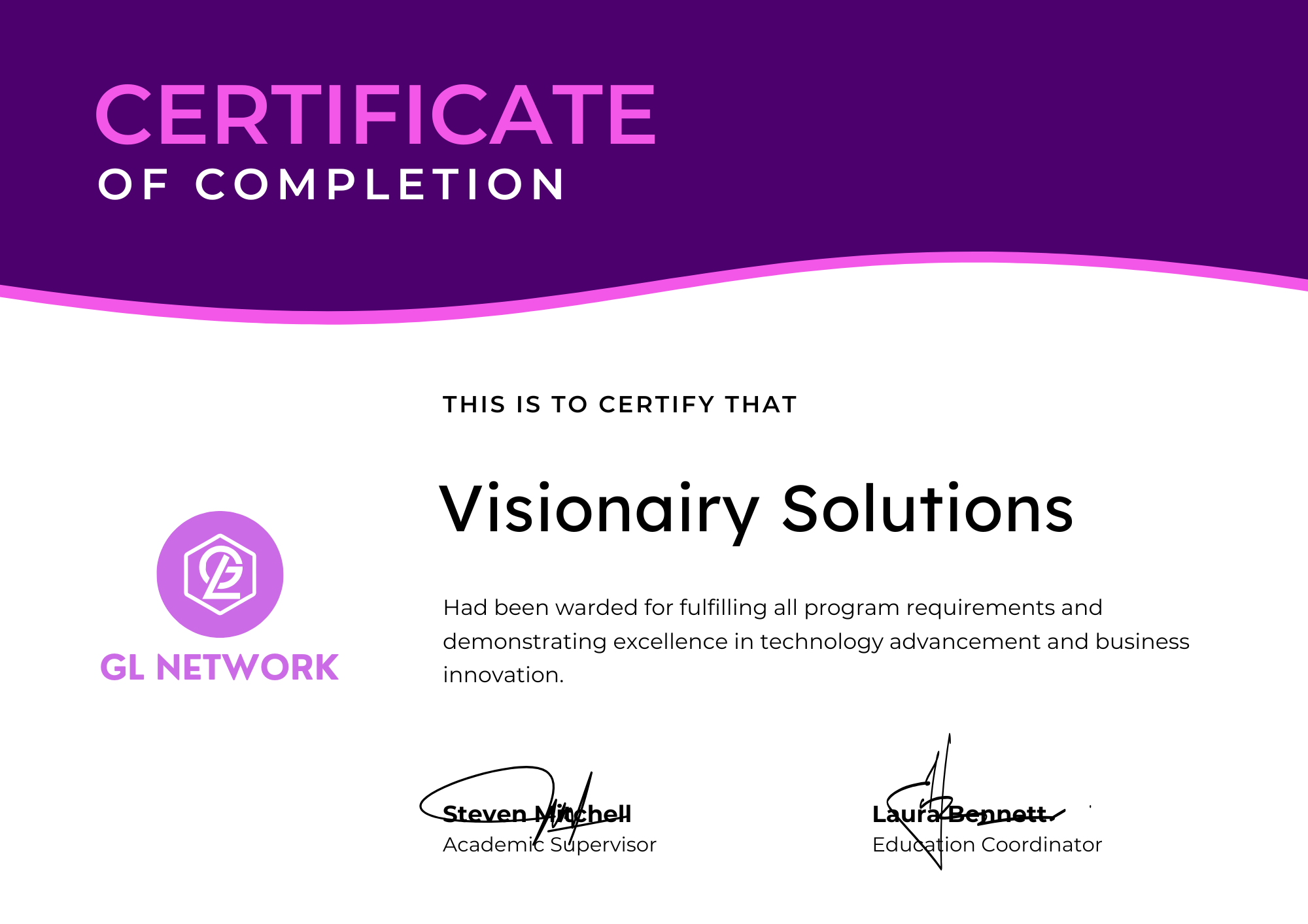 VisionAIry Solutions Certificate