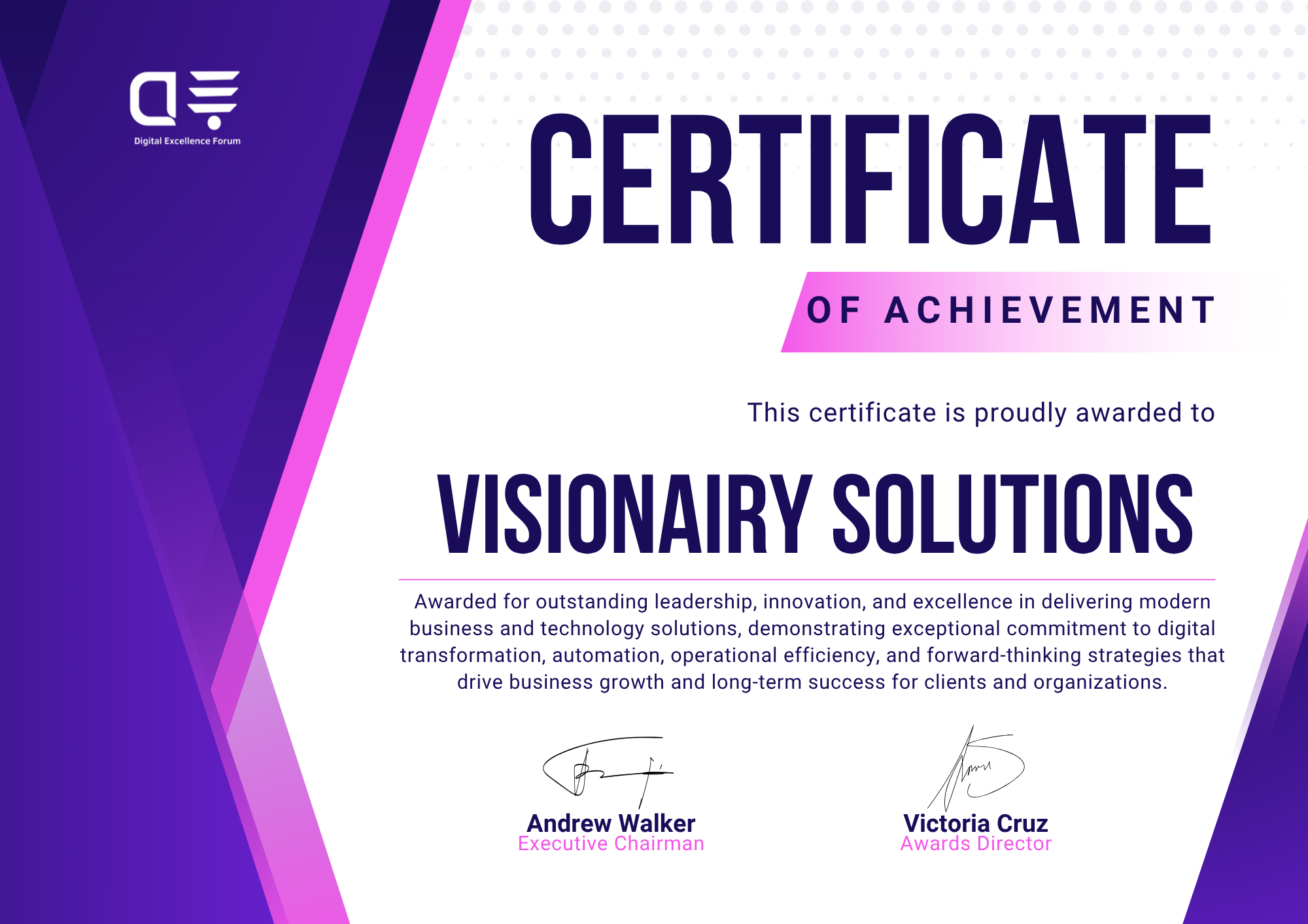 VisionAIry Solutions Certificate